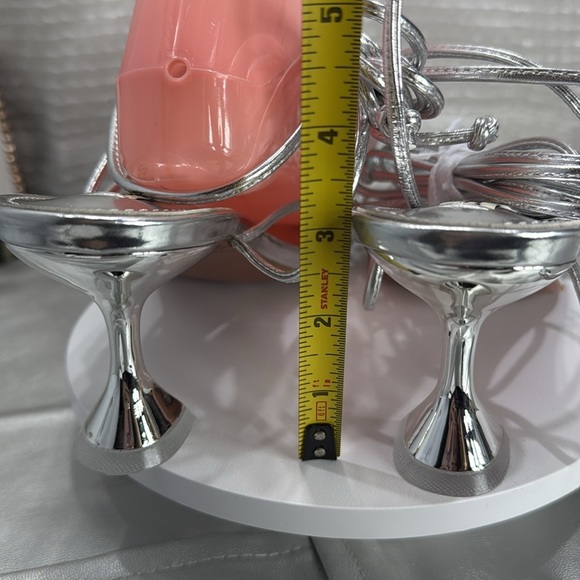 (H5) Zzheels Women's Square Toe Chunky Heel Lace-Up Strappy, Dift./Sizes Silver - Picture 4 of 13